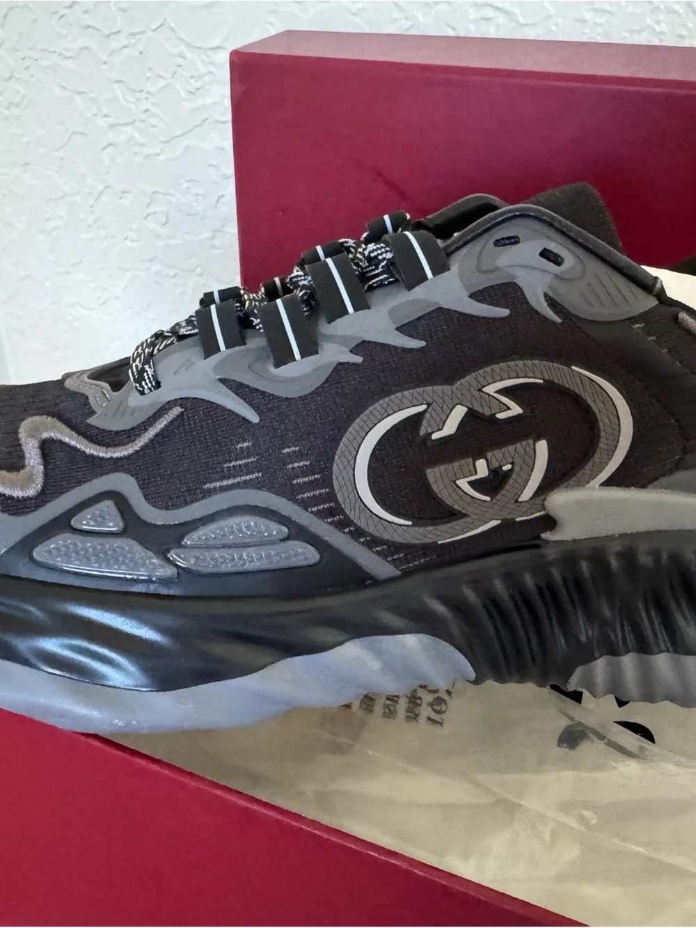 Gucci Black and Gray Athletic Runner with Interlocking Logo